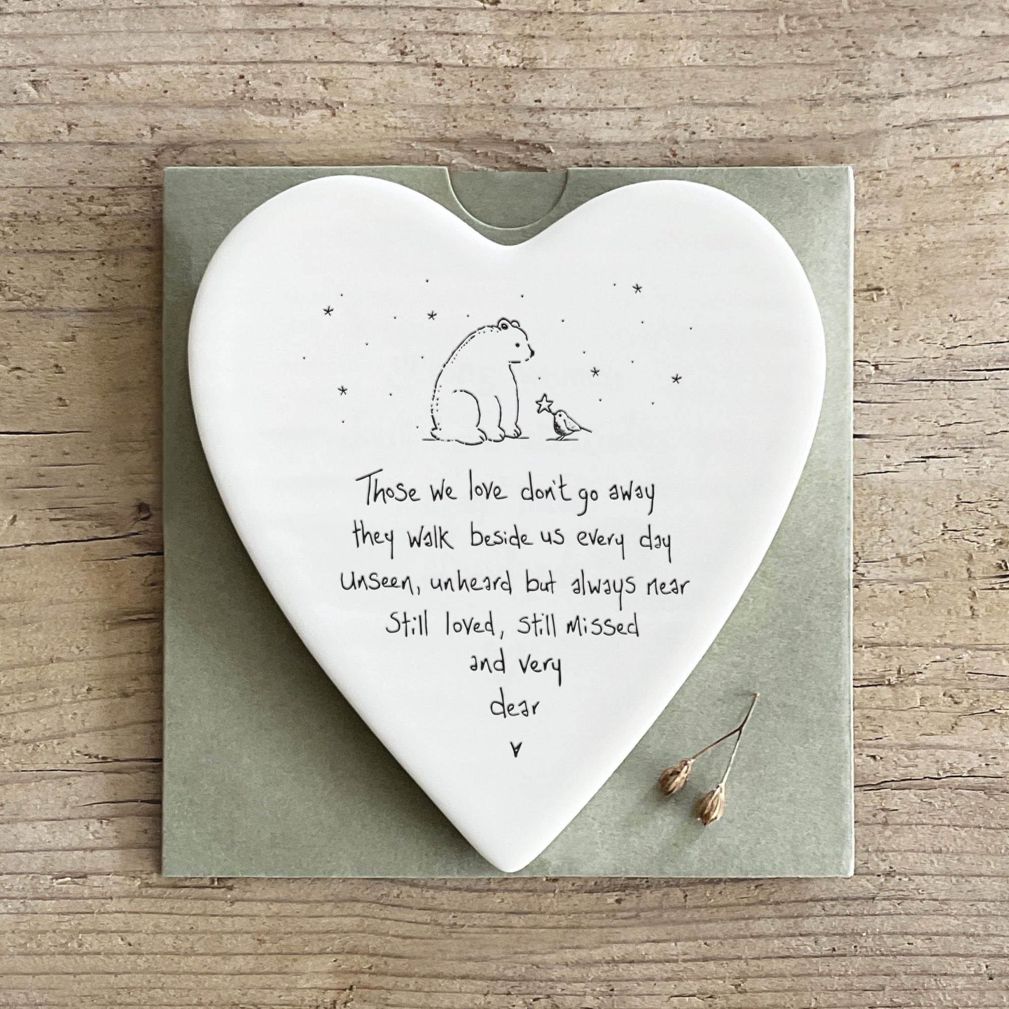 East of India Porcelain Heart Coaster - Those we Love Don't Go Away