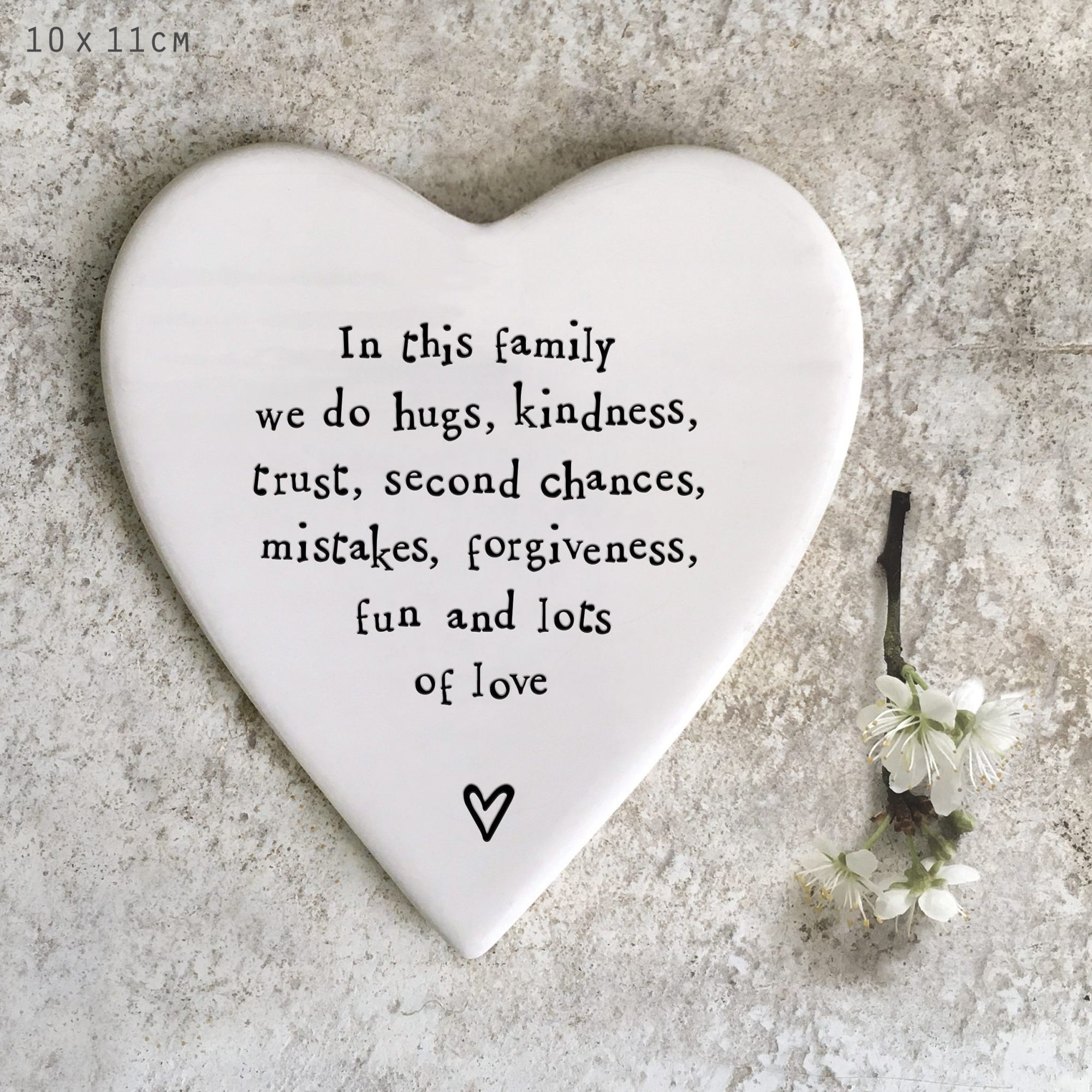 East of India Porcelain Heart Coaster - In This Family