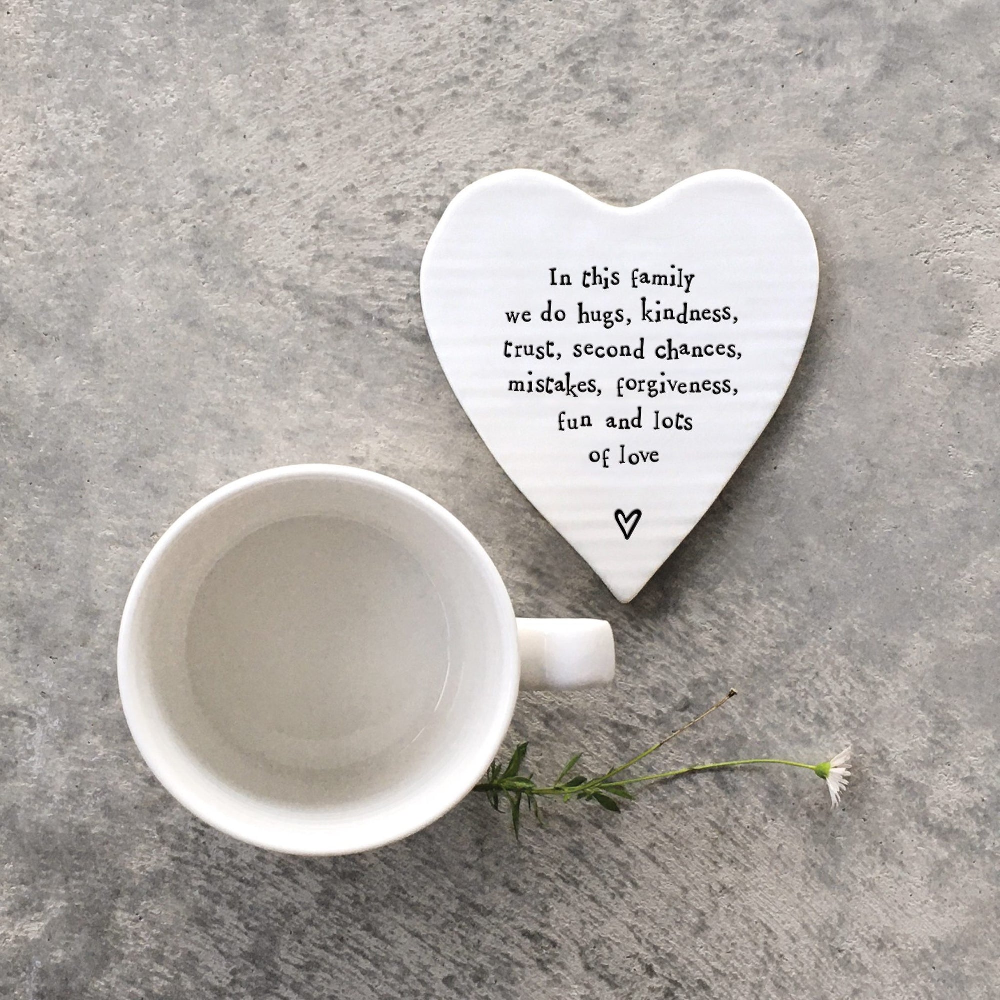 East of India Porcelain Heart Coaster - In This Family
