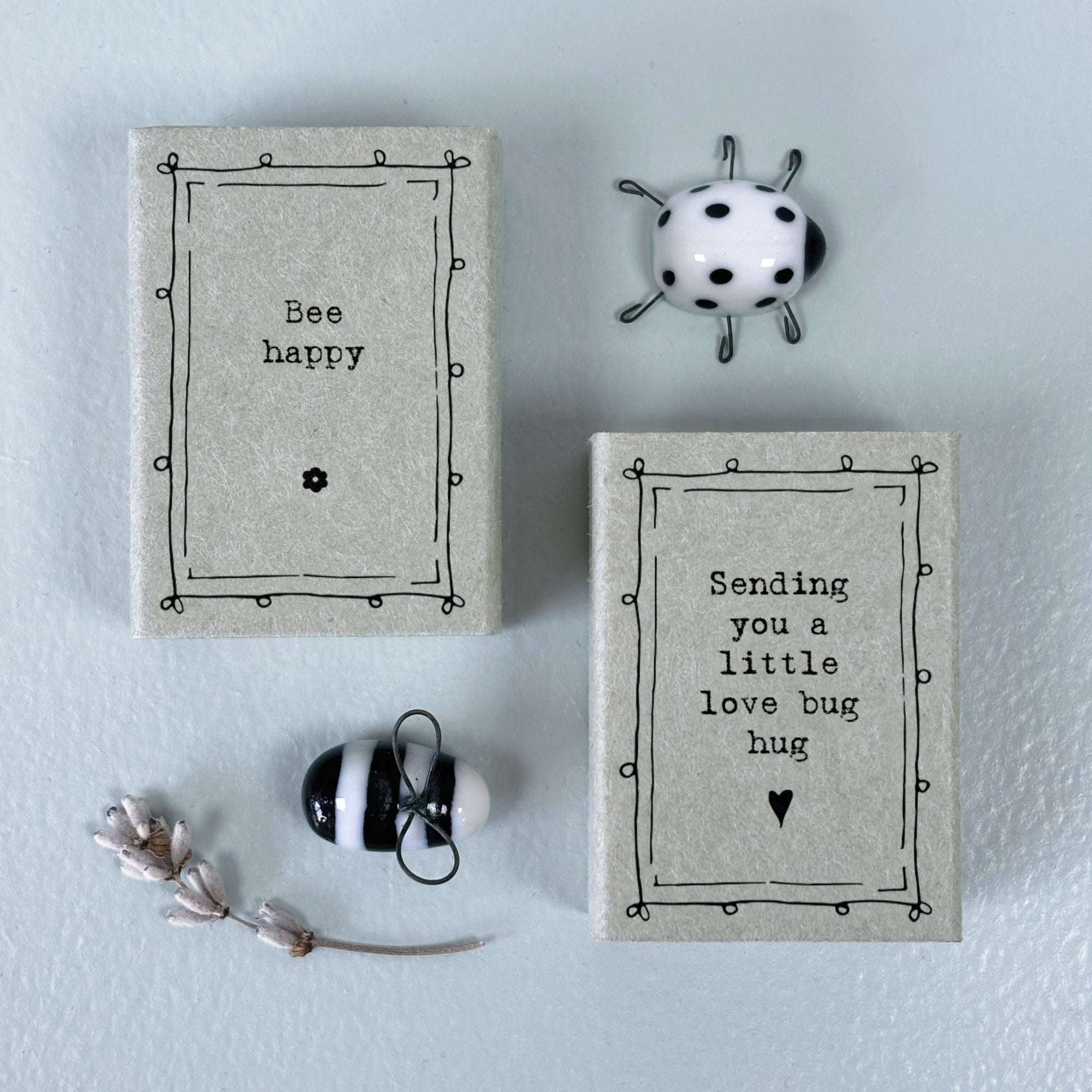 East of India Matchbox - Ceramic Bug Ornament - Love Bug Hug