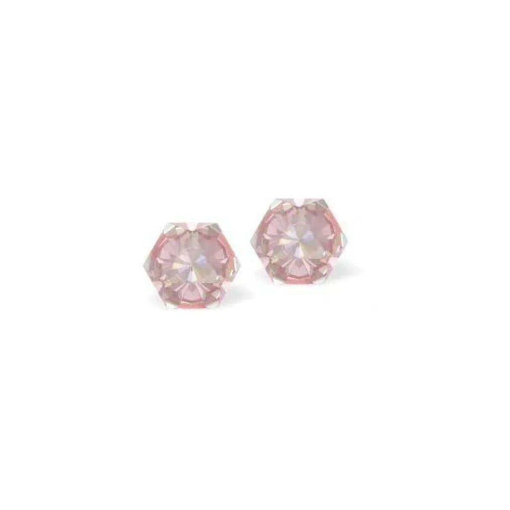 Byzantium 6mm Austrian Crystal Studs - Hexagon - Dusty Pink DeLite