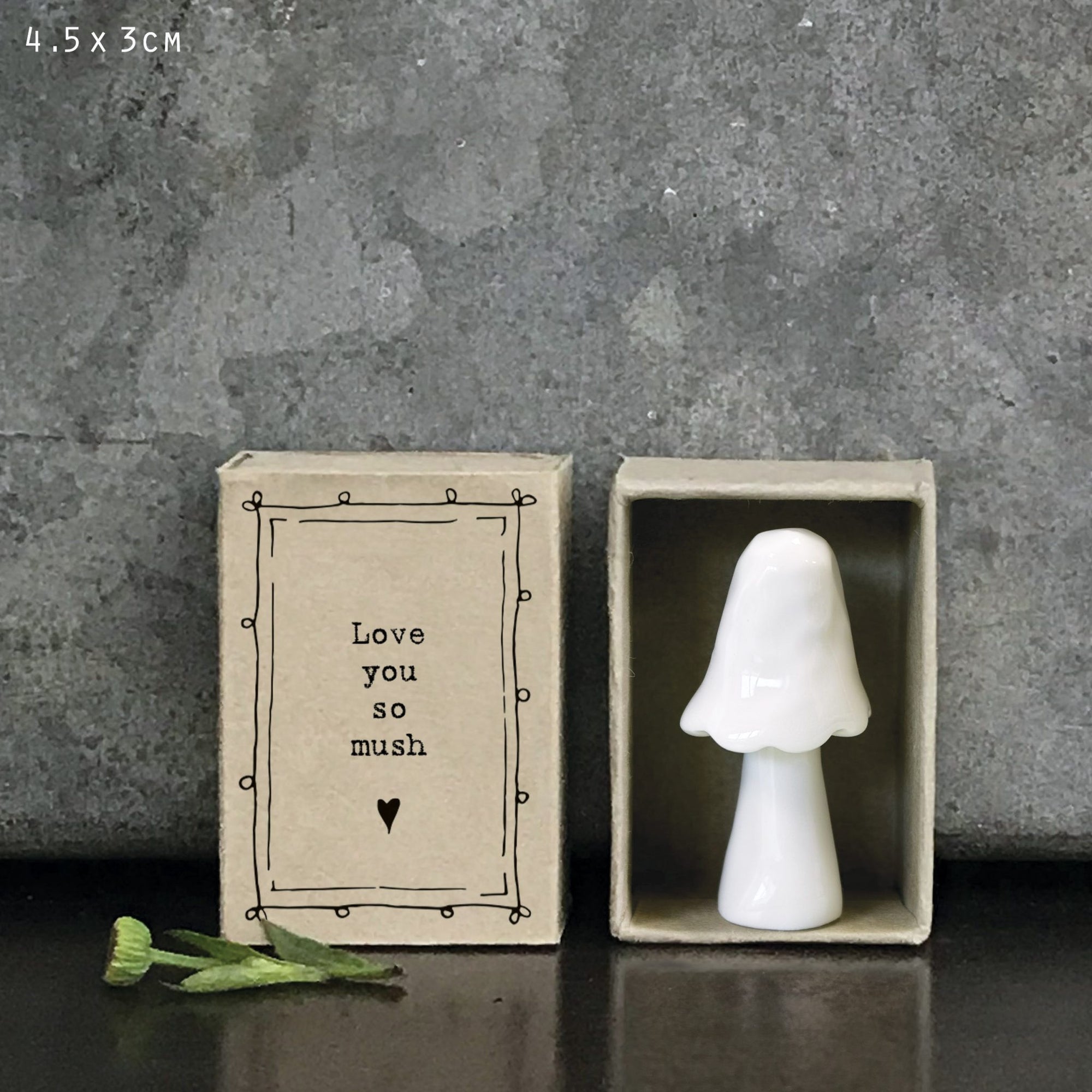 East of India Matchbox - Ceramic Mushroom Ornament - Love You So Mush