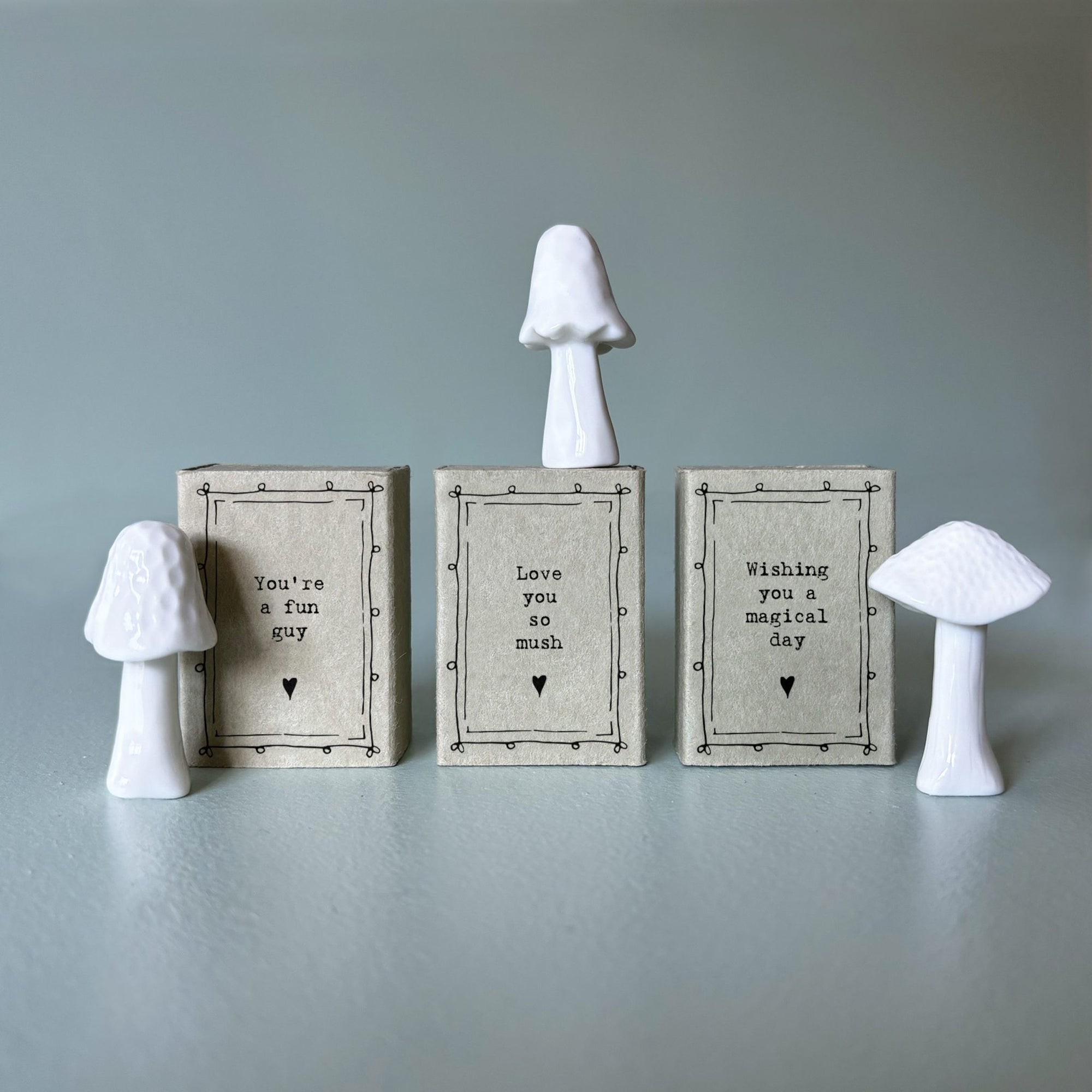 East of India Matchbox - Ceramic Mushroom Ornament - Love You So Mush