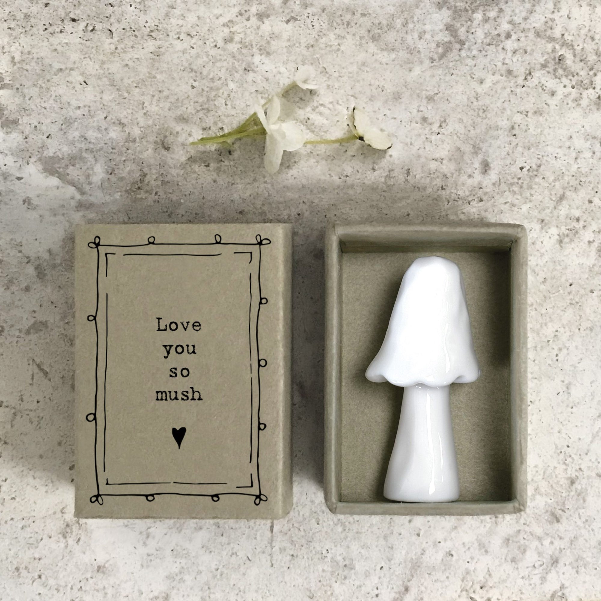 East of India Matchbox - Ceramic Mushroom Ornament - Love You So Mush