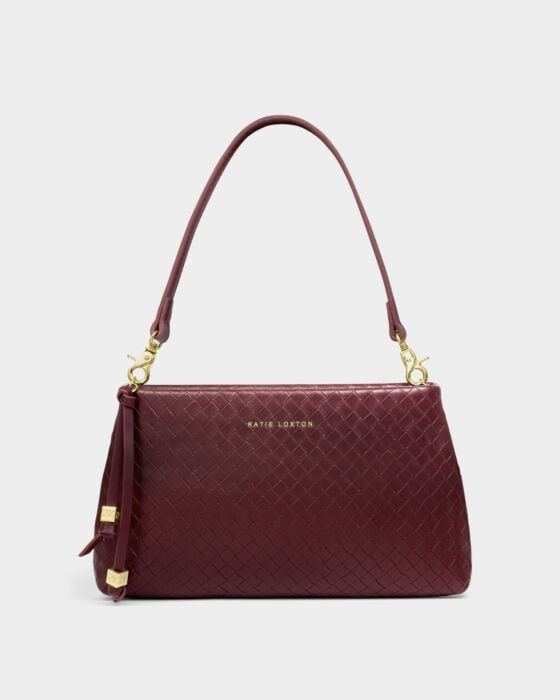 Katie Loxton Nova Woven Clutch/Small Shoulder Bag - Cherry