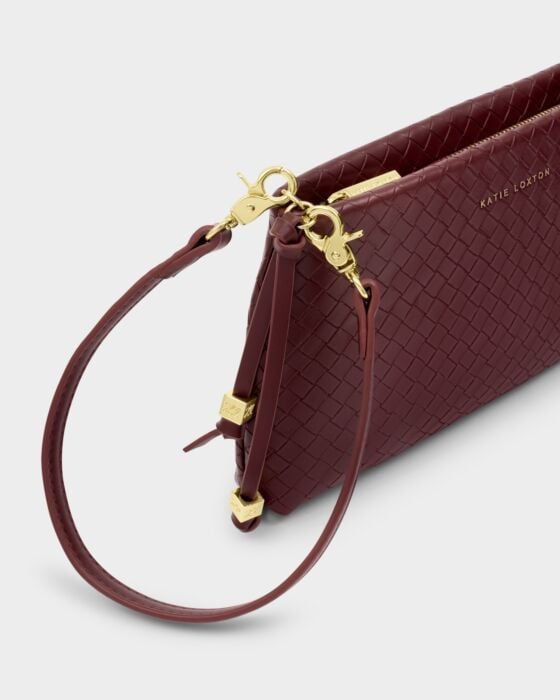 Katie Loxton Nova Woven Clutch/Small Shoulder Bag - Cherry