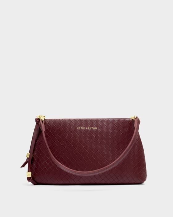 Katie Loxton Nova Woven Clutch/Small Shoulder Bag - Cherry