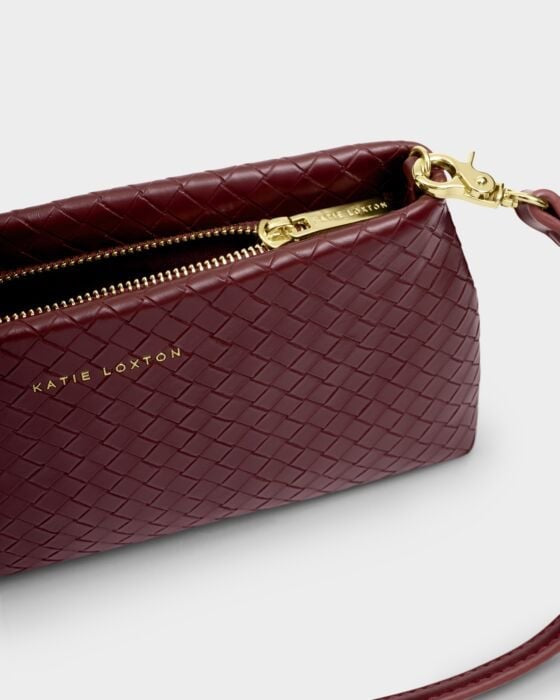 Katie Loxton Nova Woven Clutch/Small Shoulder Bag - Cherry