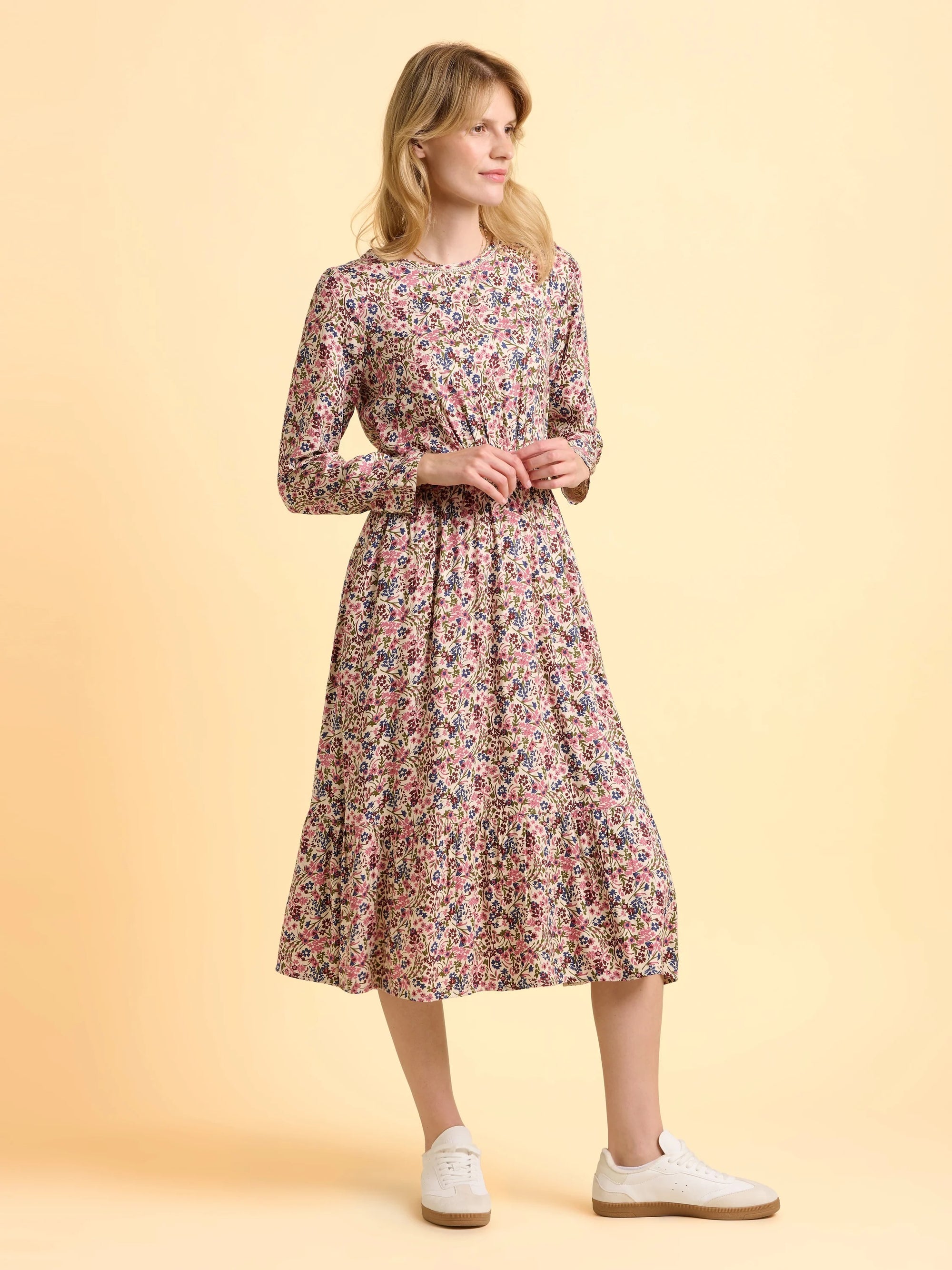 Brakeburn Abloom Ditsy Print Midi Dress - Cream/Multi