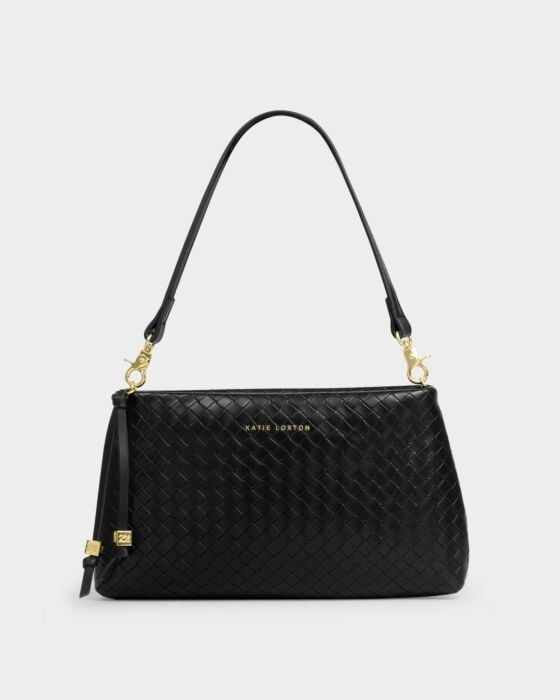Katie Loxton Nova Woven Clutch/Small Shoulder Bag - Black