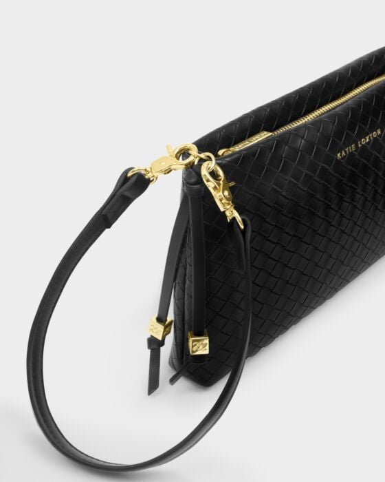 Katie Loxton Nova Woven Clutch/Small Shoulder Bag - Black