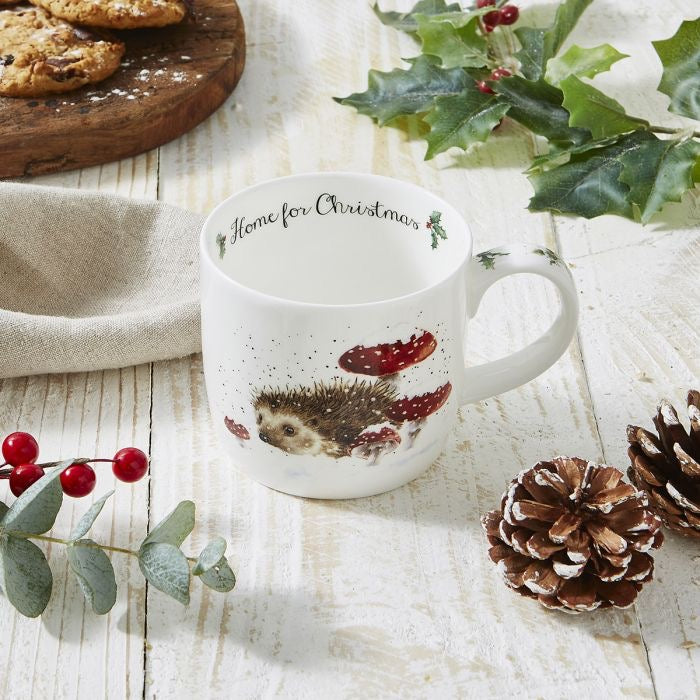 Wrendale 'Home for Christmas" Hedgehog & Toadstool Medium Mug