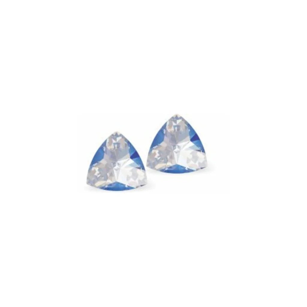Byzantium 6mm Austrian Crystal Studs - Triangular - Romantic Blueish Ocean DeLite