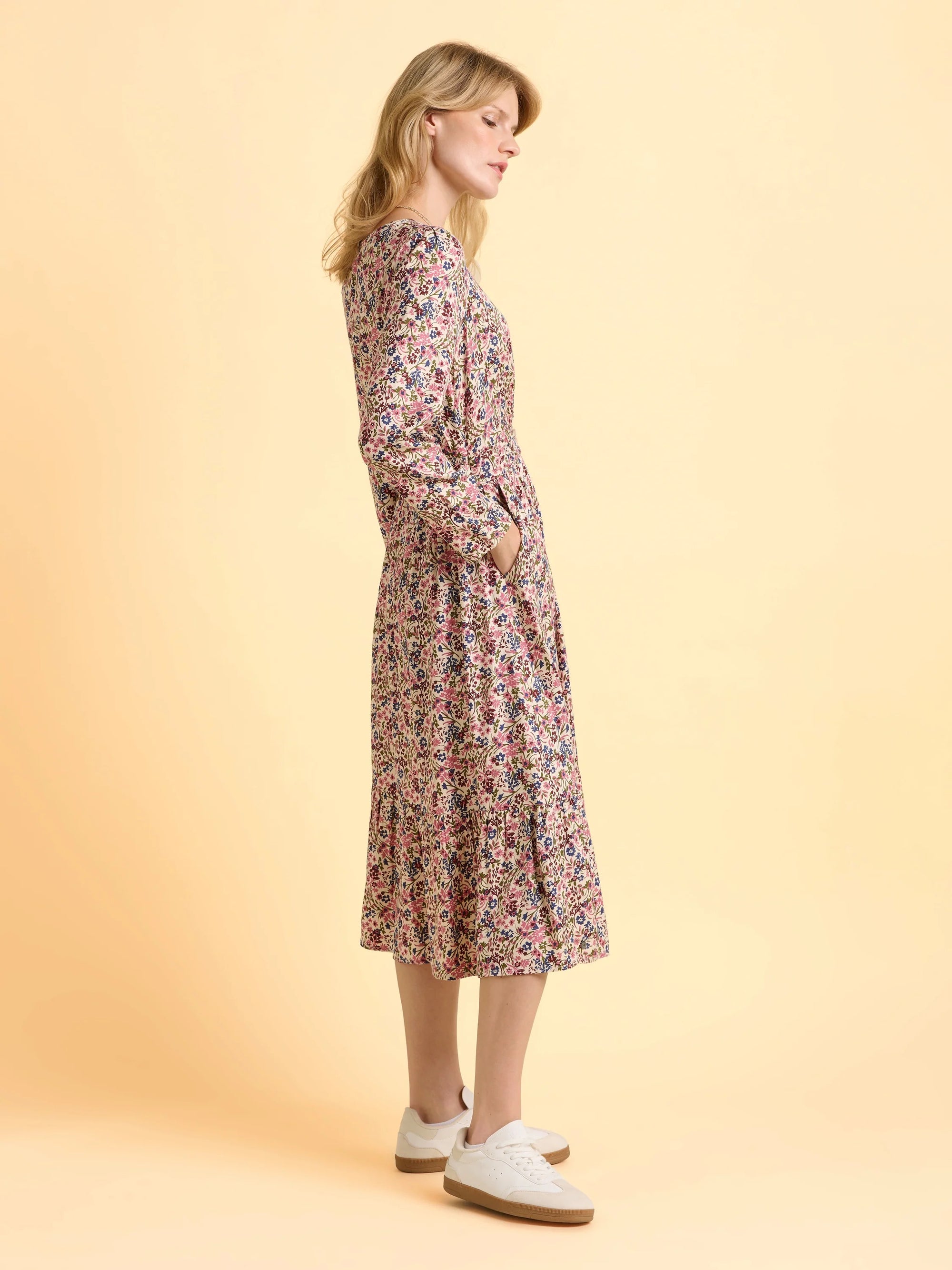Brakeburn Abloom Ditsy Print Midi Dress - Cream/Multi