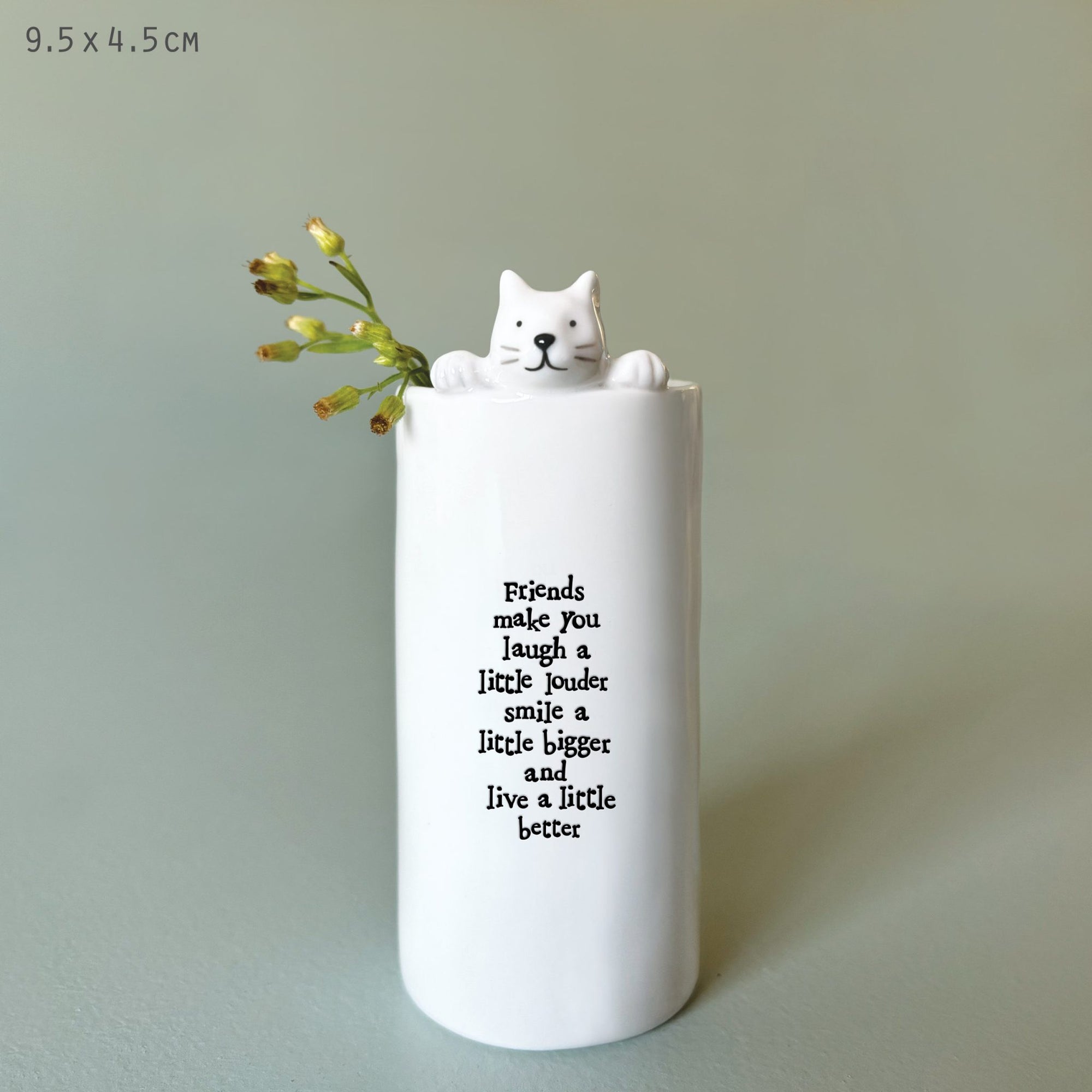 East of India Animal Vase - Cat - Friends Make You Laugh