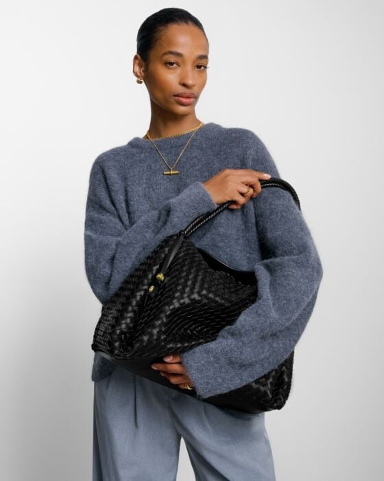 Katie Loxton Nova Woven Large Shoulder Bag - Black