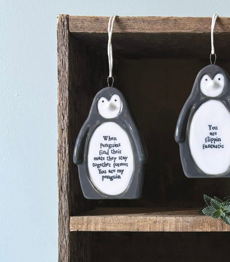 East of India Penguin Hanging Decoration - When Penguins Find a Mate