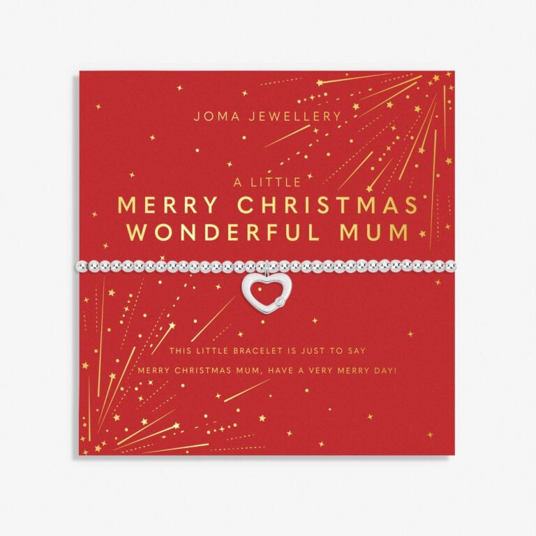 Joma Jewellery A Little 'Merry Christmas Wonderful Mum' Silver Heart Bracelet