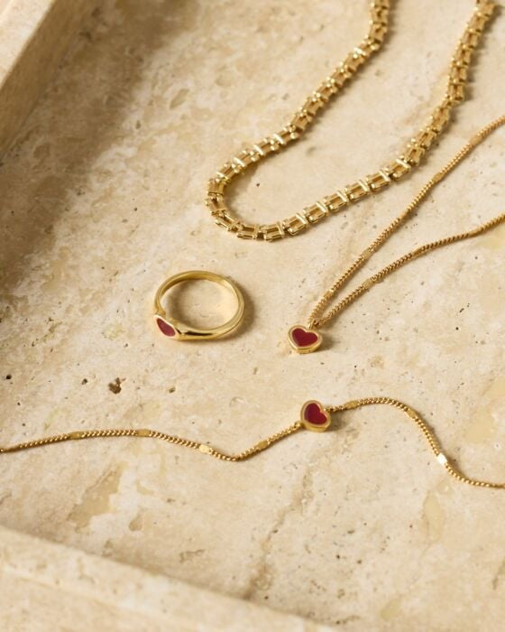 Katie Loxton Waterproof Jewellery - Rouge Heart - Gold Dainty Chain Necklace