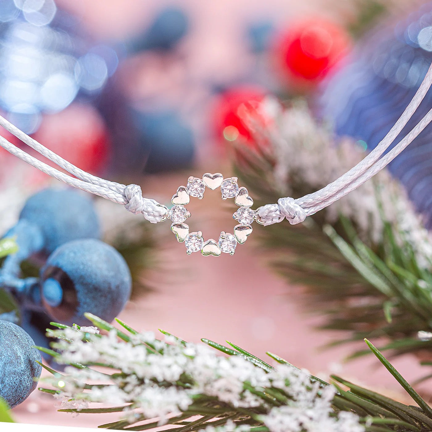 Letterbox Love - Sister Christmas - Hearts & Crystal - BOXED Cord Bracelet