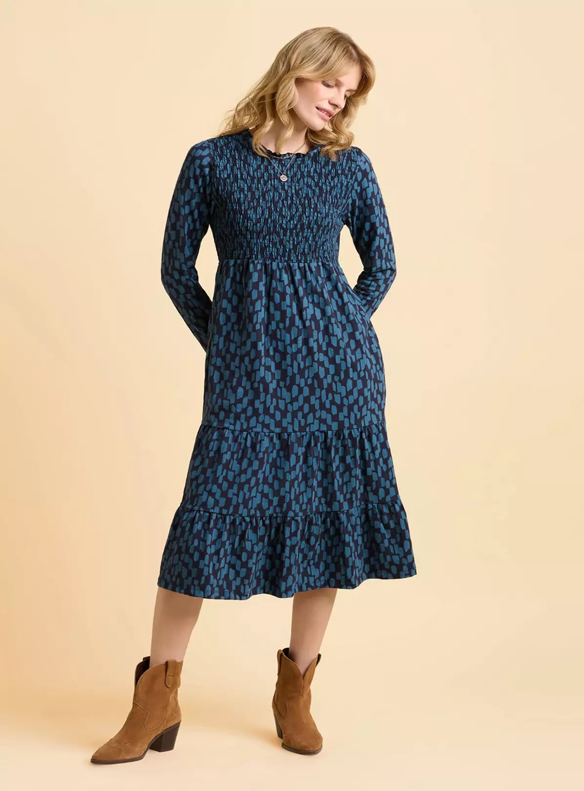 Brakeburn Cay Midi Tiered Dress - Blue
