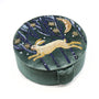 POM Midnight Green Velvet Leaping Hare Round Jewellery Box