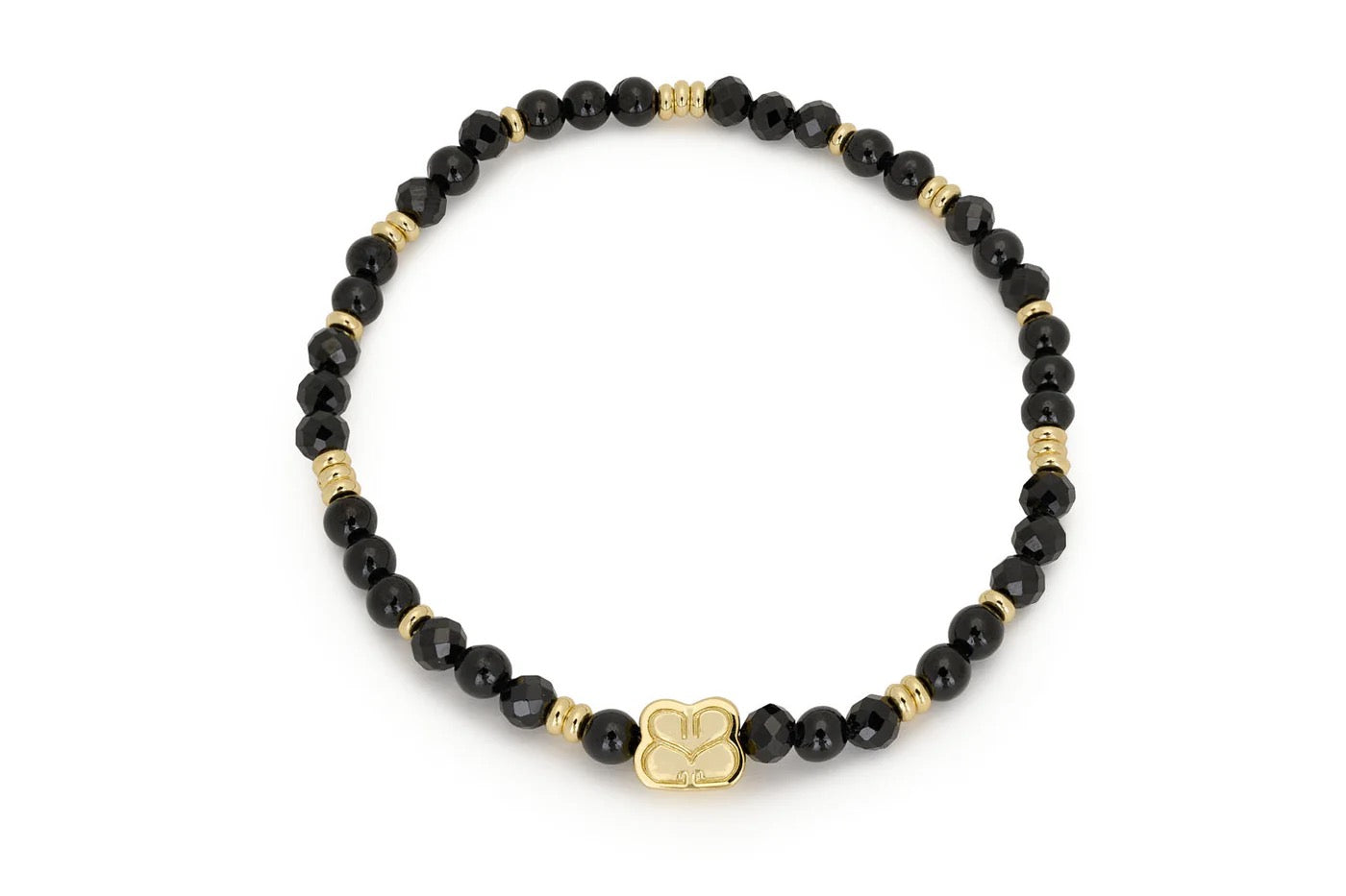 Boho Betty Wonder Gold & Black Spinel Gemstone Stretch Bracelet
