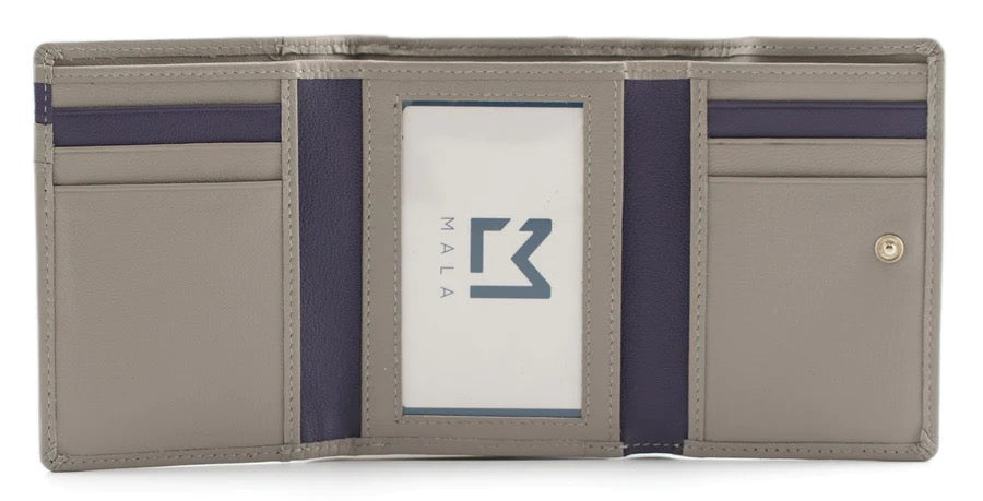 Mala Leather Bee & Blossom Tri-Fold Purse - Grey