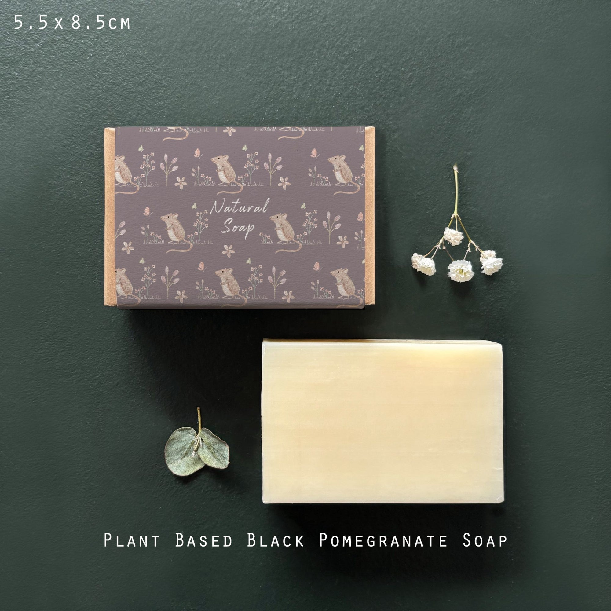 East of India Boxed Soap - Meadow Friends - Mouse - Black Pomegranate