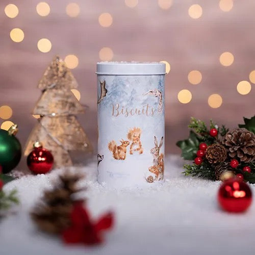 'Winter Wonderland' Small Biscuit Tin with Honey & Oat Biscuits - Wrendale Designs