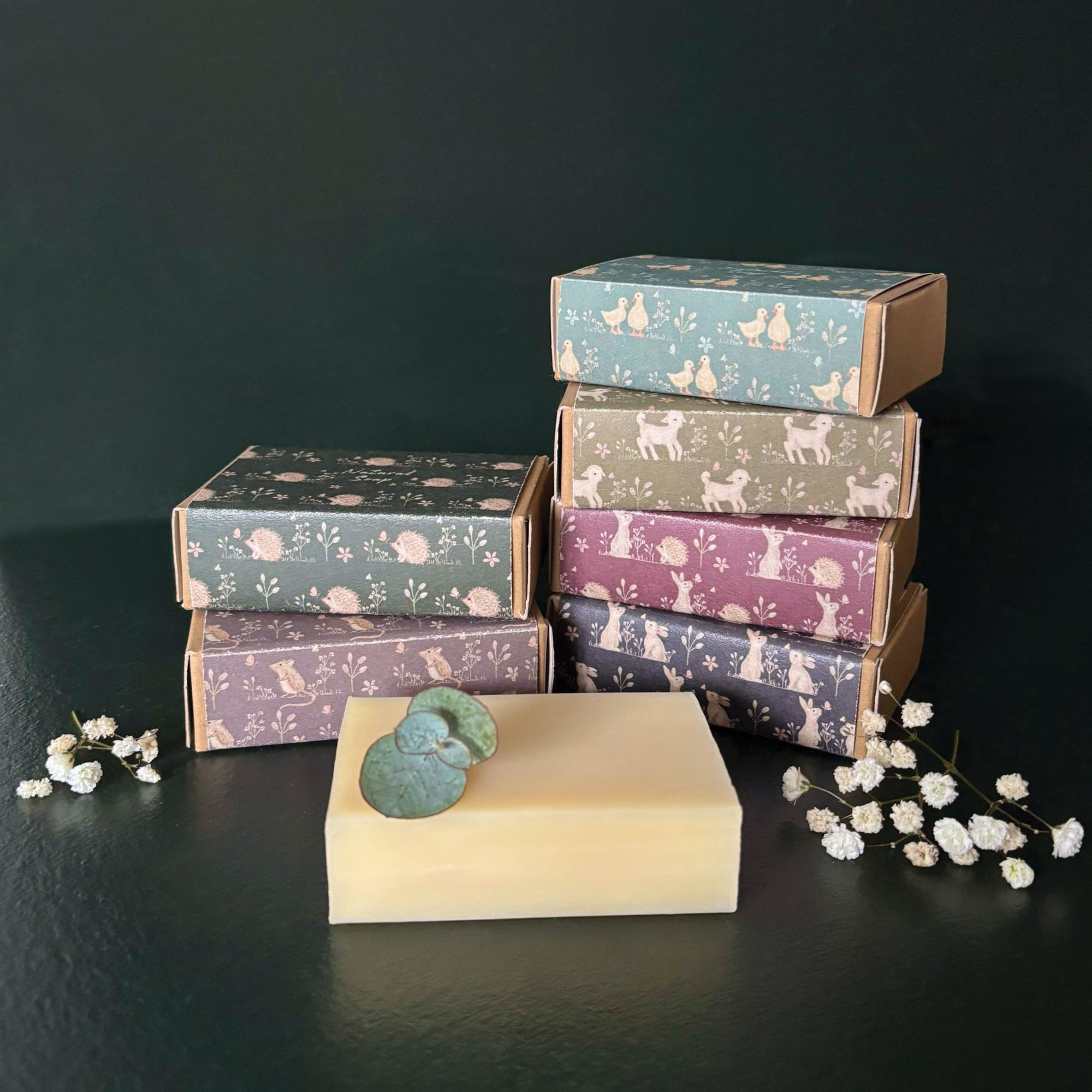 East of India Boxed Soap - Meadow Friends - Rabbits - Black Pomegranate