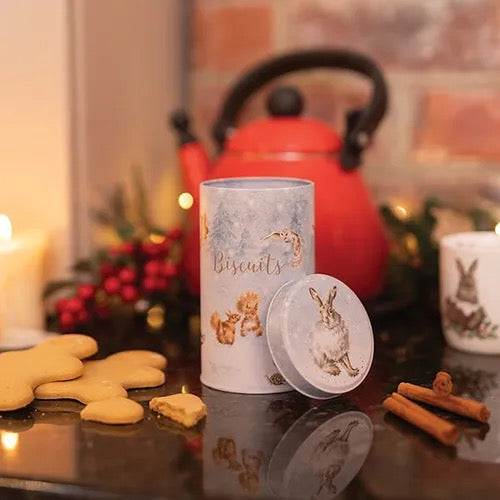 'Winter Wonderland' Small Biscuit Tin with Honey & Oat Biscuits - Wrendale Designs
