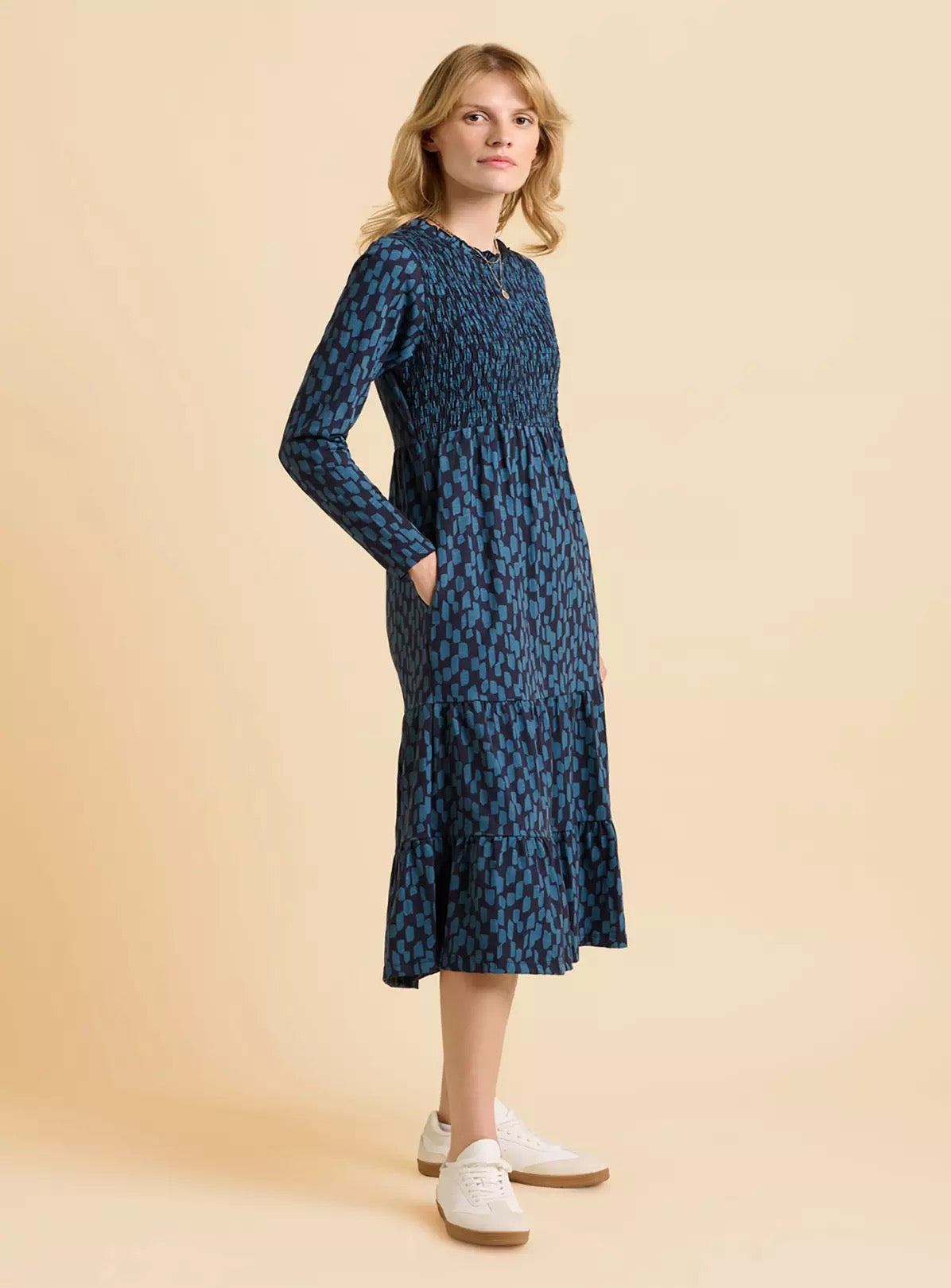 Brakeburn Cay Midi Tiered Dress - Blue