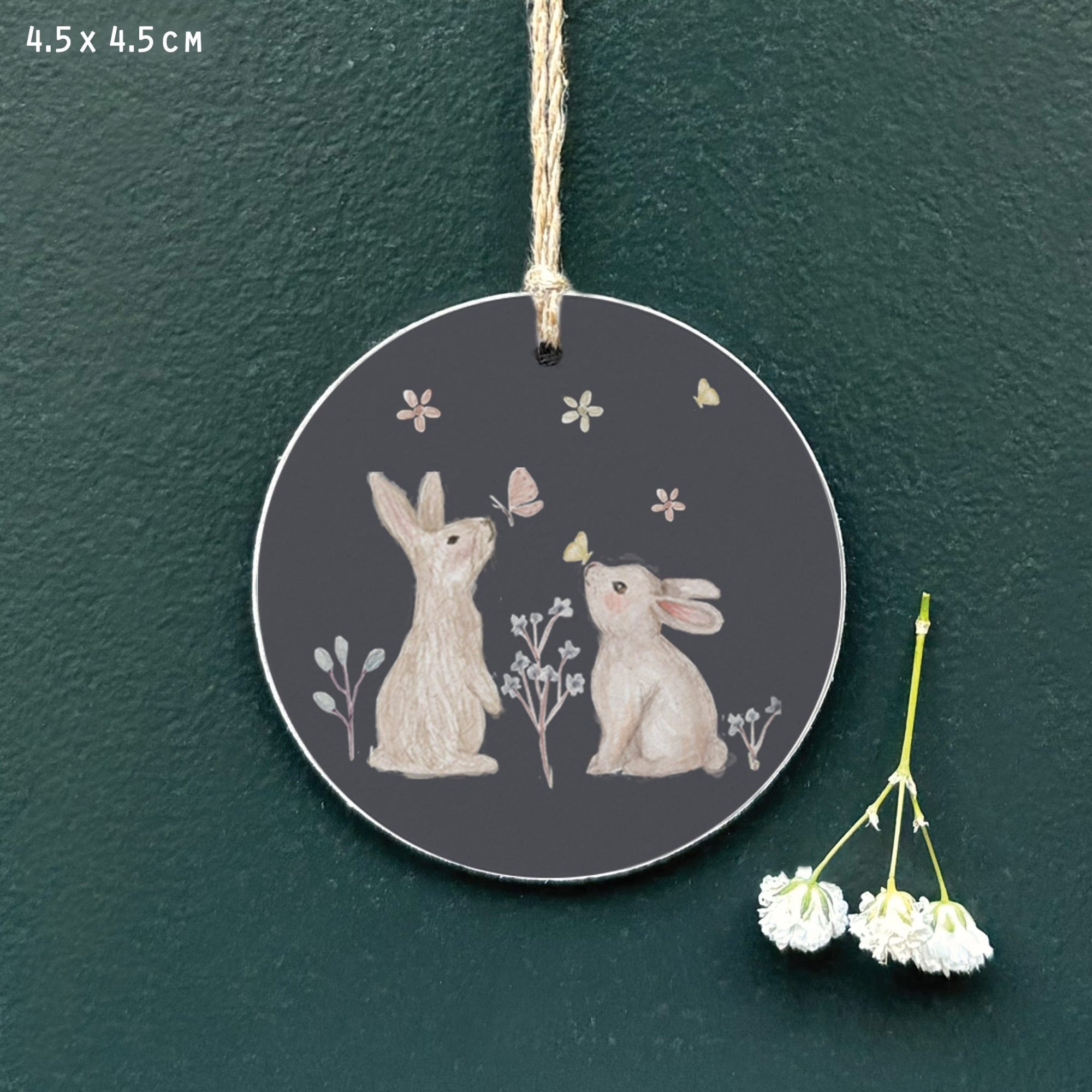 East of India Round Gift Tag - Meadow Friend - Rabbit