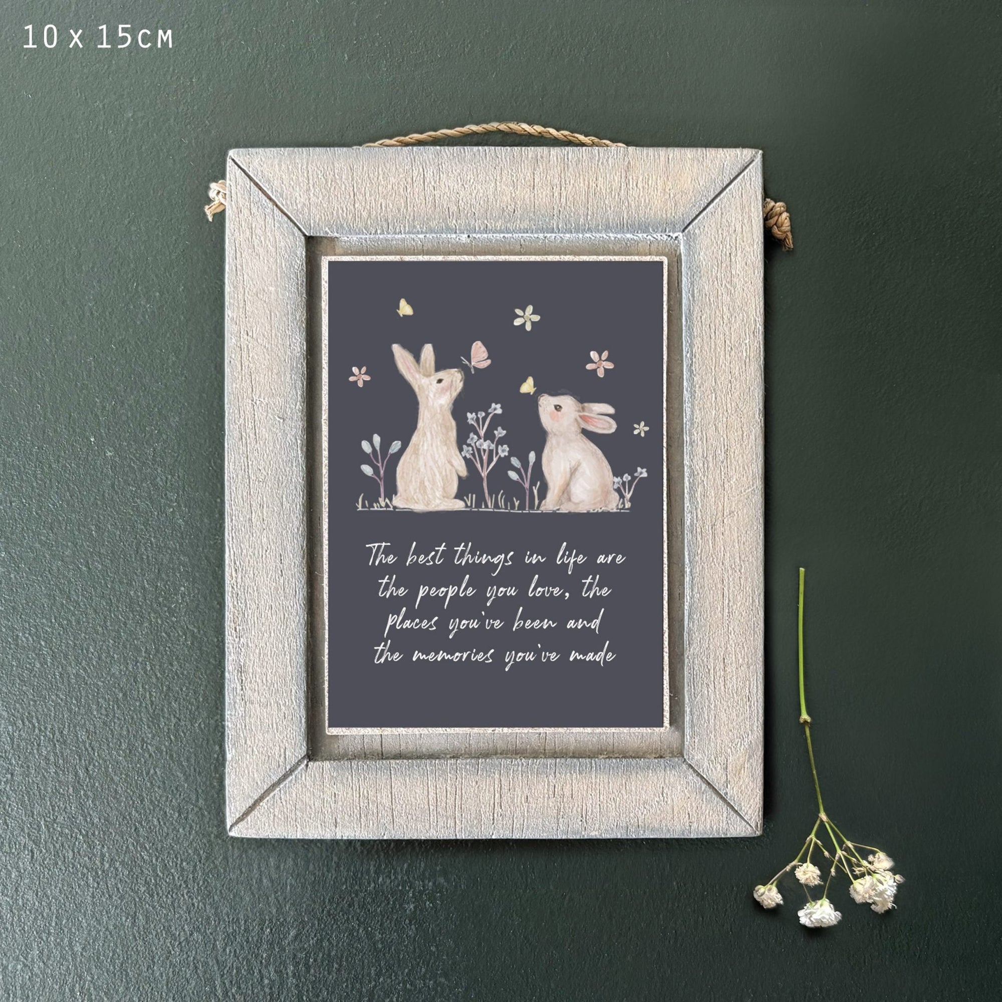 East of India Wooden Picture - Meadow Friends - Rabbit