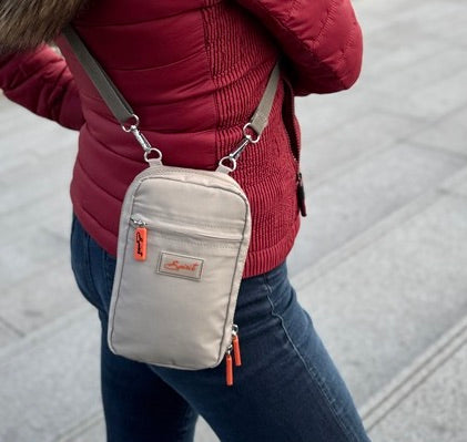 Spirit - Ashton Eco Lightweight Phone Crossbody Handbag - Cool Stone/Orange