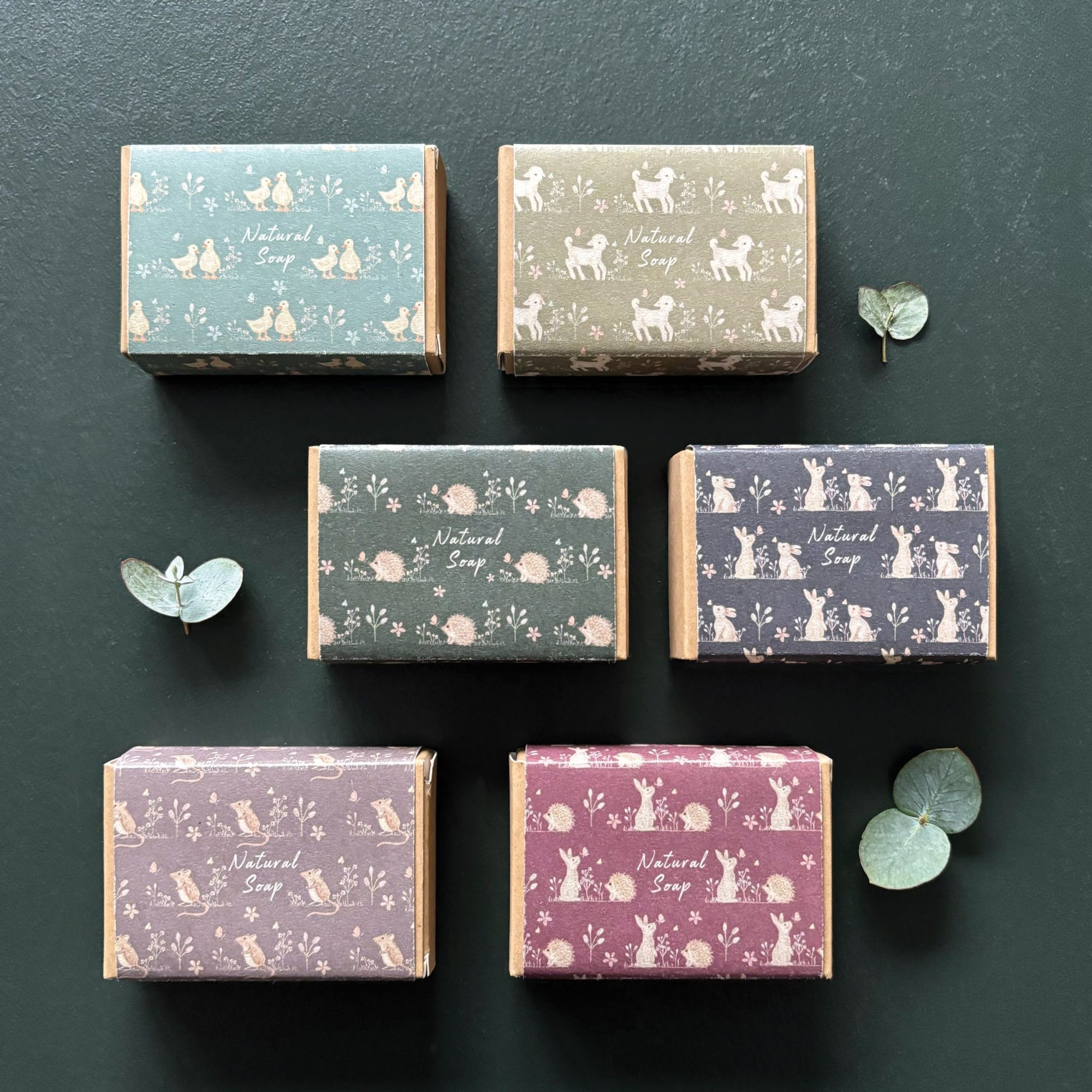 East of India Boxed Soap - Meadow Friends - Rabbit & Hedgehog - Black Pomegranate