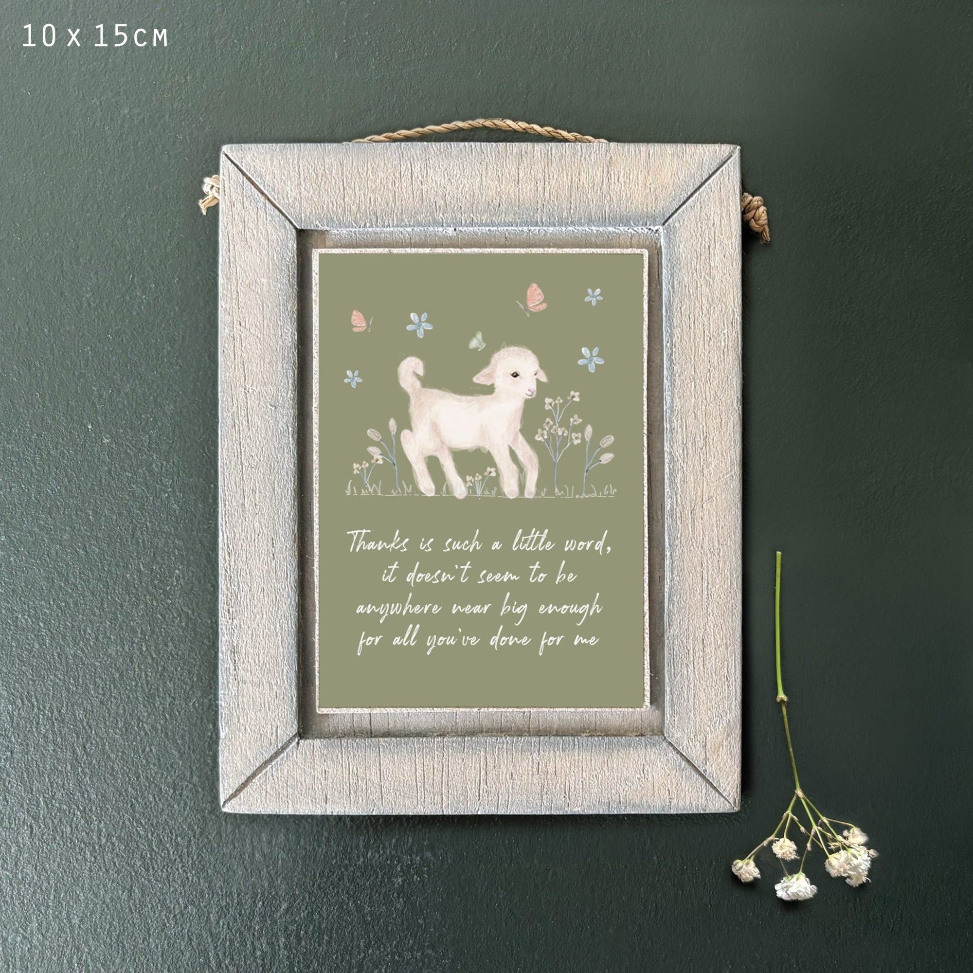 East of India Wooden Picture - Meadow Friends - Lamb