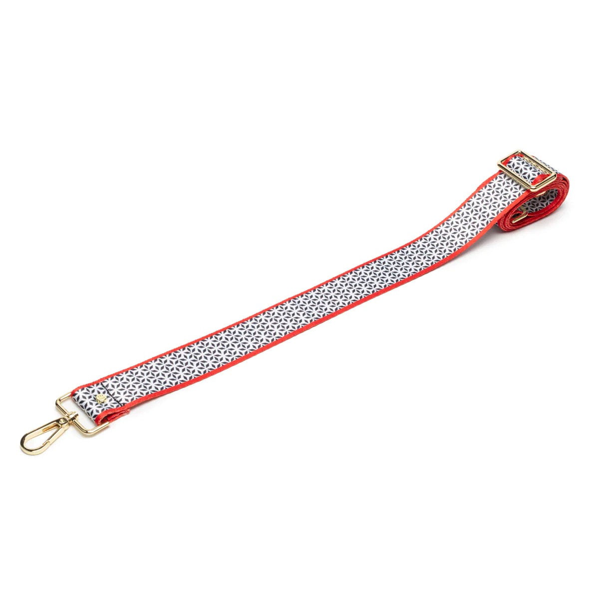 Elie Beaumont Designer BLACK/RED MOTIF Adjustable Crossbody Bag Strap (GOLD Fittings)