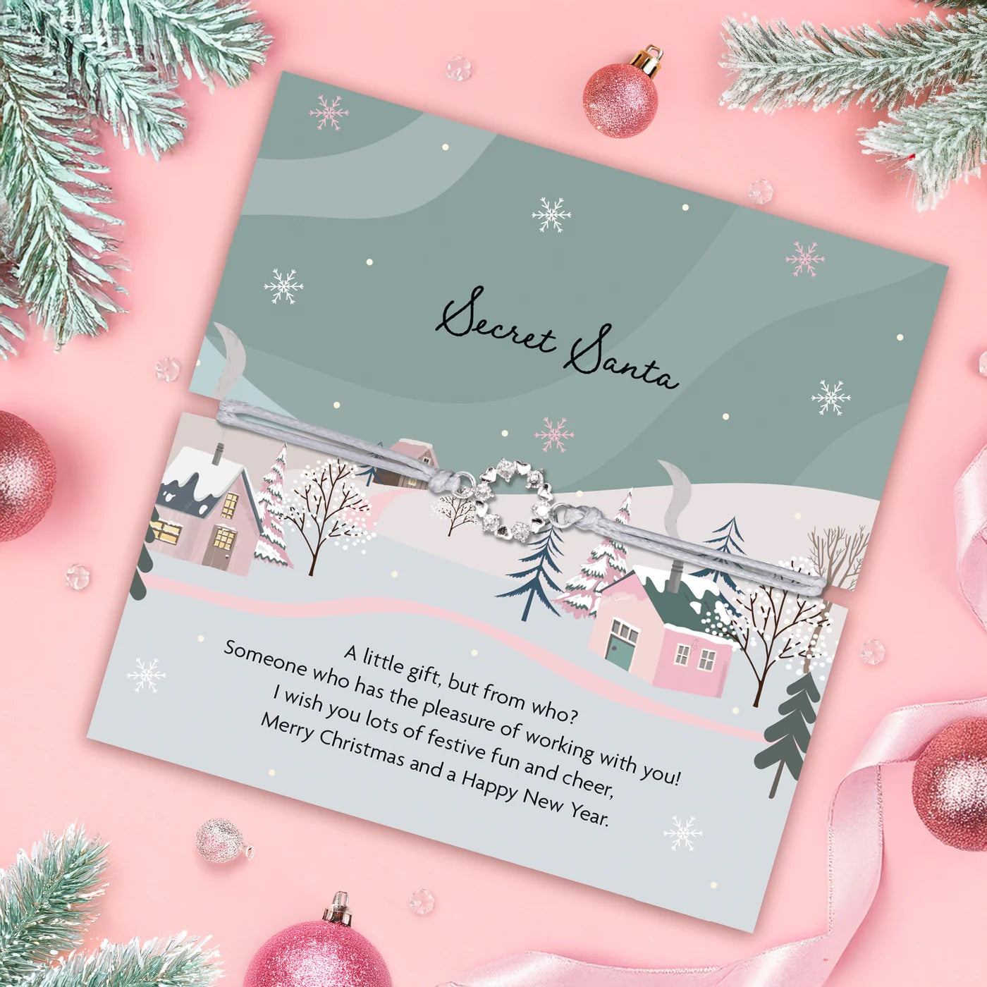 Letterbox Love - Secret Santa - Hearts & Crystal - BOXED Cord Bracelet