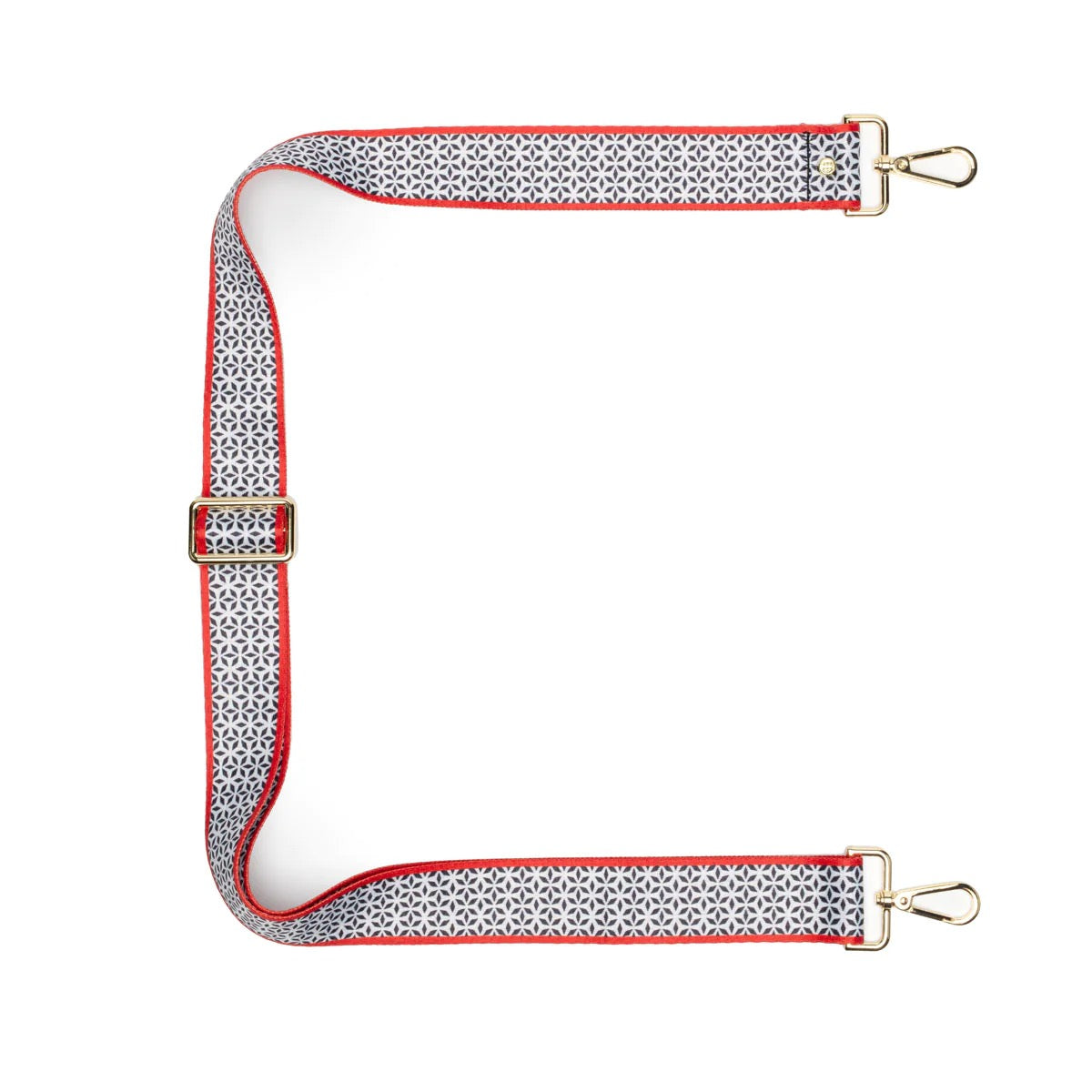 Elie Beaumont Designer BLACK/RED MOTIF Adjustable Crossbody Bag Strap (GOLD Fittings)