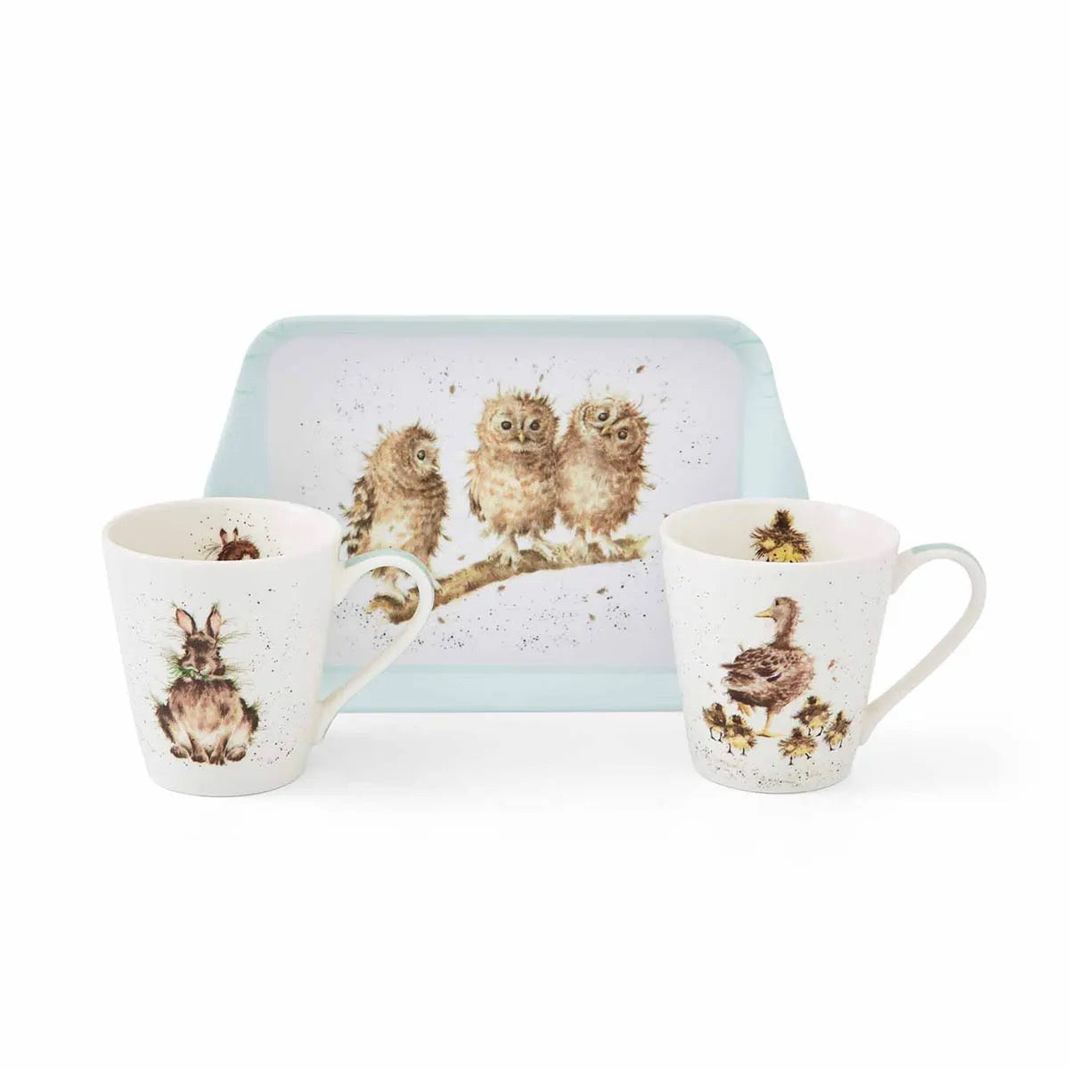 Wrendale Duck, Owl & Rabbit Mug & Tray Gift Set