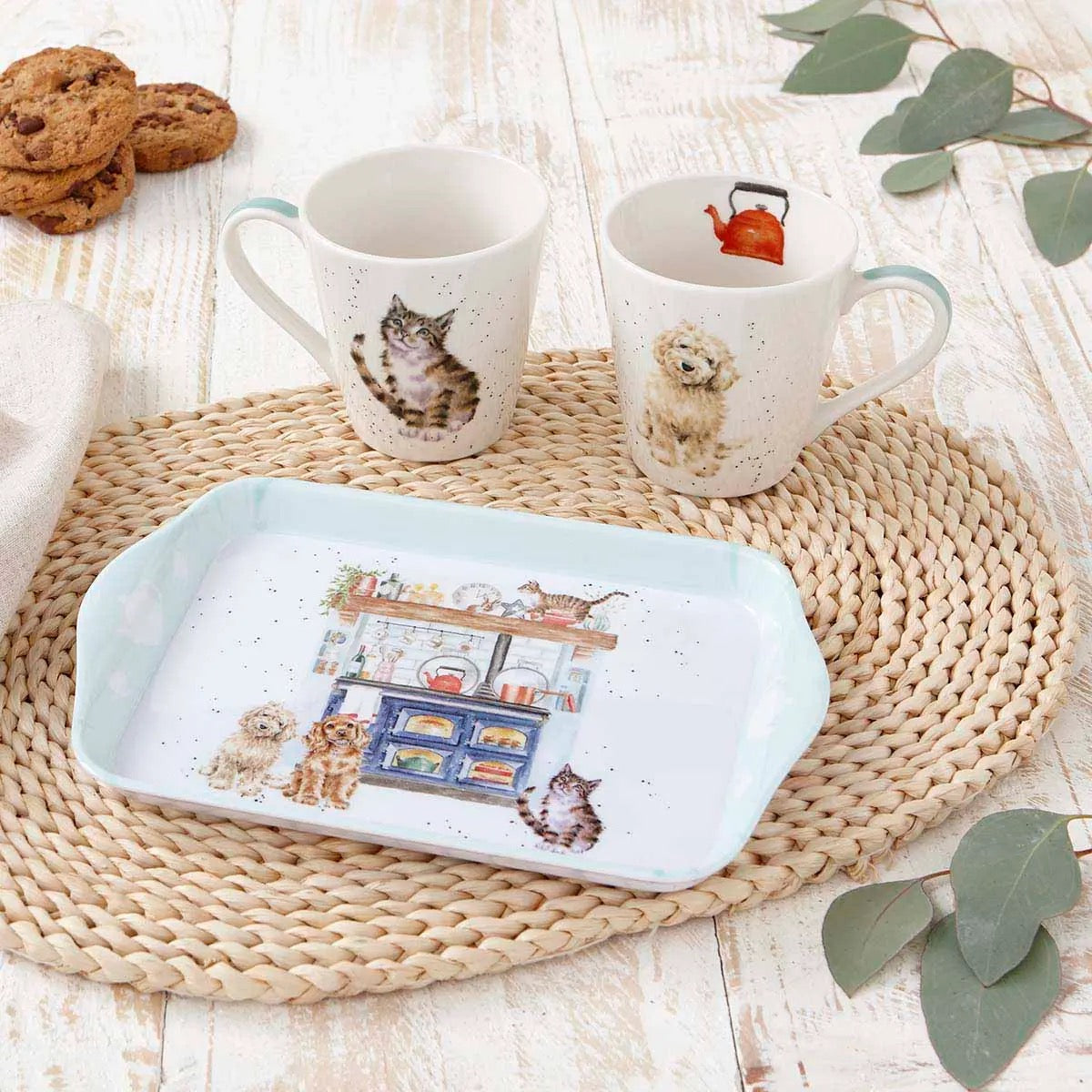 Wrendale Country Kitchen Dog & Cat Mug & Tray Gift Set