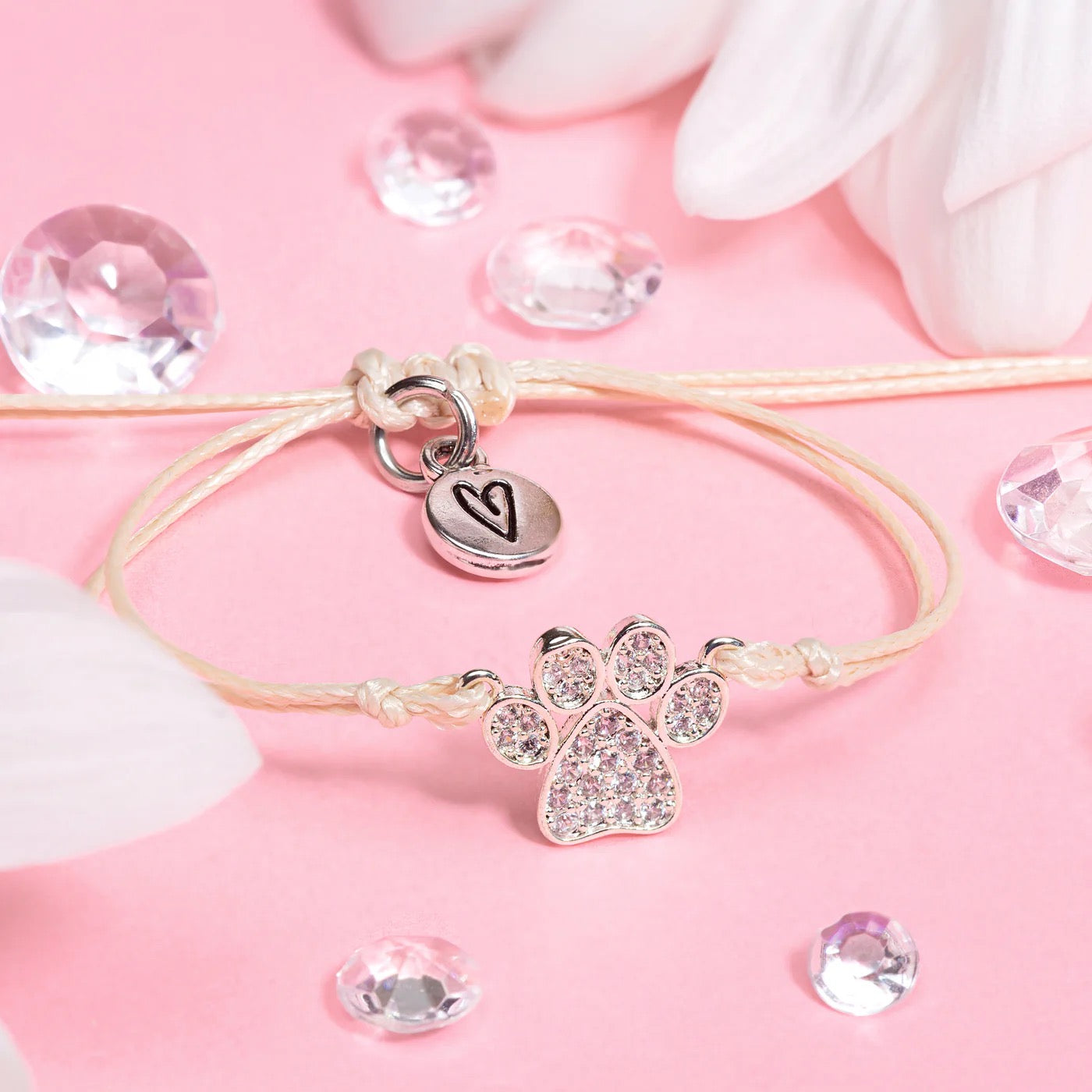 Letterbox Love Sparkly Paw Charm - Cat Mum Christmas String Bracelet