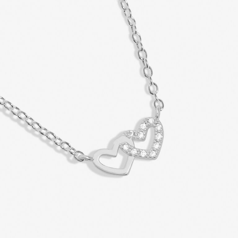 Joma Jewellery -Pave Linked Hearts - Silver Mini Charms Necklace