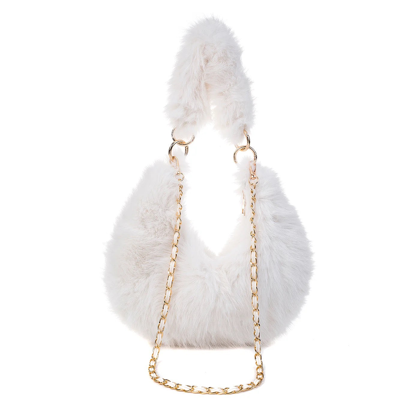 Park Lane - Faux Fur Small Scoop Shoulder Bag - Whipped Cream