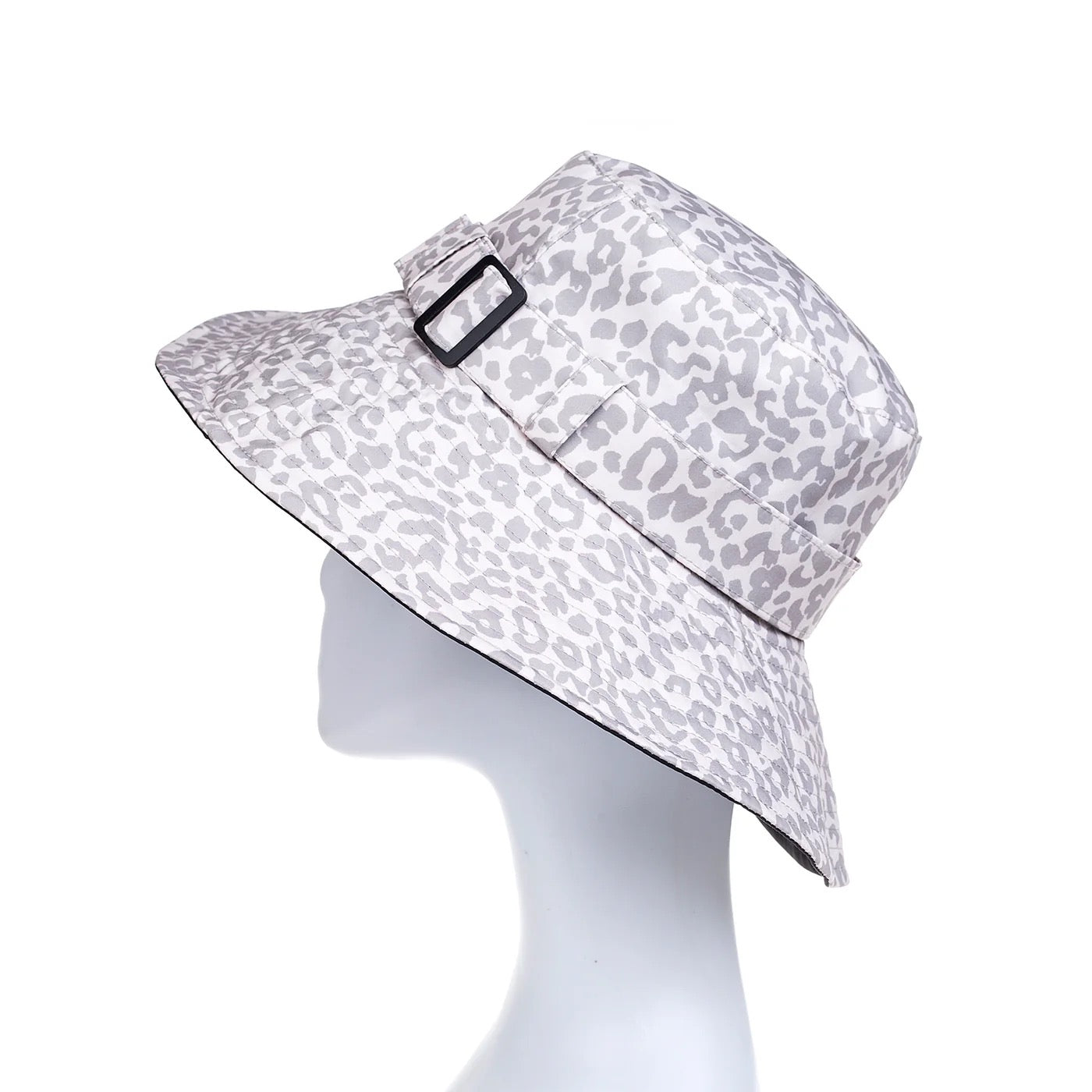 Park Lane Leopard Waterproof Bucket Hat - Soft Grey