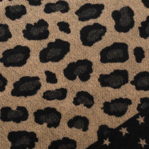 Black & Camel - Leopard & Star - Reversible Tassel Scarf - Cashmere Blend