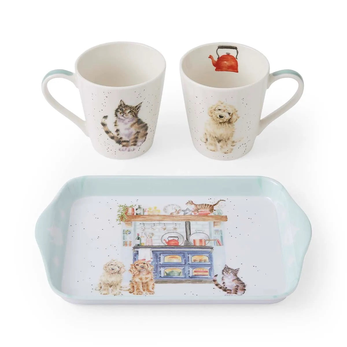 Wrendale Country Kitchen Dog & Cat Mug & Tray Gift Set