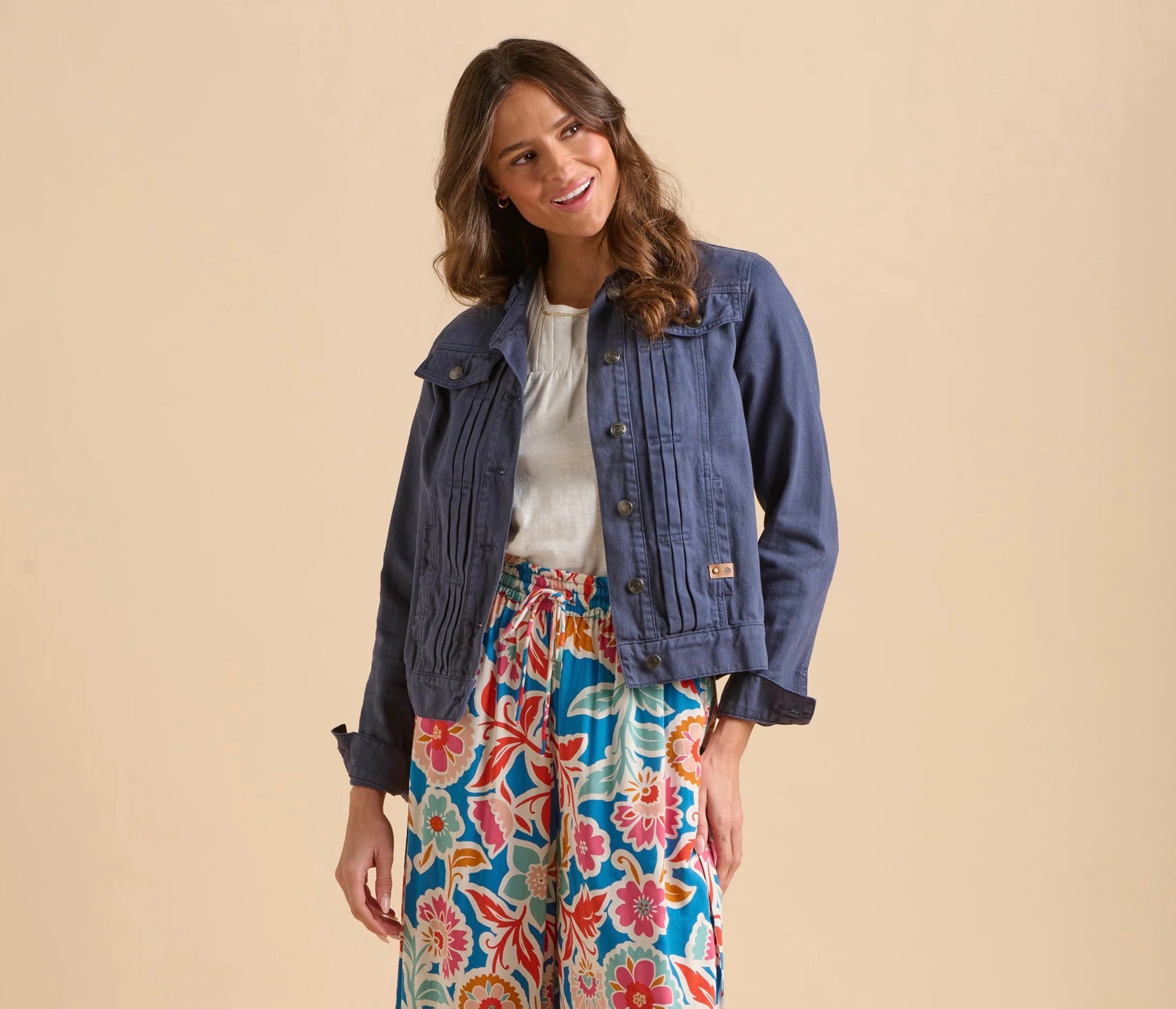 Brakeburn Navy Ruffle Neck Jacket